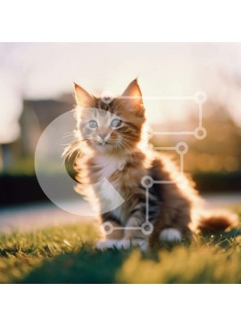 Intra Συλλεκτικό Ξύλινο Παζλ Plywood  4mm - Αξιολάτρευτο καφέ και λευκό γατάκι που κάθεται στο γρασίδι Σε Ξύλινο Κουτί - Διαστάσεις: 10x10 cm – 25 κομμάτια