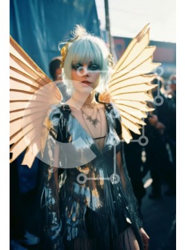 Intra Συλλεκτικό Ξύλινο Παζλ Plywood  4mm - Γυναίκα με στολή αγγέλου με ασημένια φτερά Σε Ξύλινο Κουτί - Διαστάσεις Puzzle: 10x10 cm – 25 κομμάτια