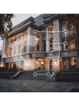 Intra Συλλεκτικό Ξύλινο Παζλ Plywood  4mm - Μεγάλο πέτρινο κτίριο που φωτίζεται τη νύχτα Σε Ξύλινο Κουτί - Διαστάσεις Puzzle: 10x10 cm – 25 κομμάτια