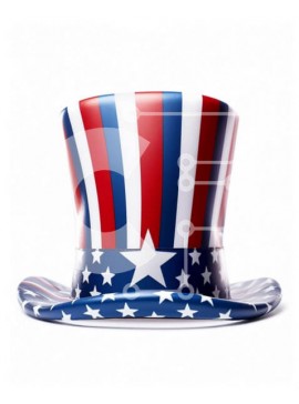 Intra Συλλεκτικό Ξύλινο Παζλ Plywood  4mm - Πατριωτικό καπέλο με σχέδιο αμερικανικής σημαίας και αστέρια Σε Ξύλινο Κουτί - Διαστάσεις Puzzle: 10x10 cm – 25 κομμάτια