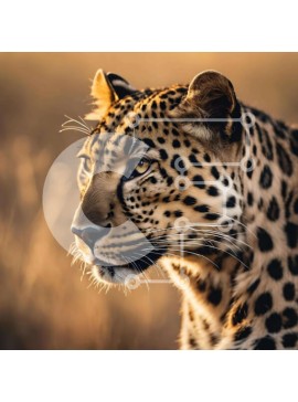 Intra Συλλεκτικό Ξύλινο Παζλ Plywood  4mm - Λεοπάρδαλη στο γρασίδι Σε Ξύλινο Κουτί - Διαστάσεις: 10x10 cm – 25 κομμάτια