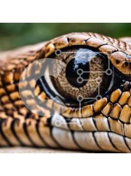 Intra Συλλεκτικό Ξύλινο Παζλ Plywood  4mm - Κοντινό πλάνο του ματιού του φιδιού με κλίμακες και σημάδια Σε Ξύλινο Κουτί - Διαστάσεις: 10x10 cm – 25 κομμάτια