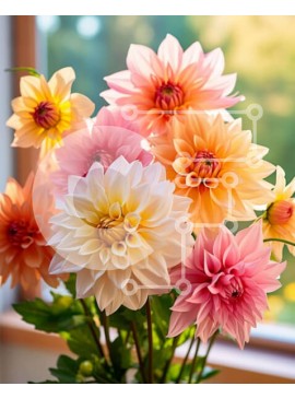 Intra Συλλεκτικό Ξύλινο Παζλ Plywood  4mm - Πολύχρωμα λουλούδια σε ένα βάζο Σε Ξύλινο Κουτί - Διαστάσεις: 10x10 cm – 25 κομμάτια