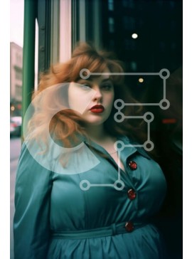 Intra Συλλεκτικό Ξύλινο Παζλ Plywood  4mm - Γυναίκα με κόκκινα μαλλιά σε μπλε ρούχα Σε Ξύλινο Κουτί - Διαστάσεις Puzzle: 10x10 cm – 25 κομμάτια