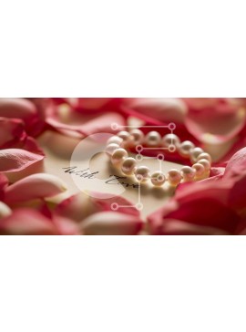 Σετ των 2 Intra Συλλεκτικό Ξύλινο Παζλ Plywood  4mm - Βραχιόλι με πέρλες και ροζ πέταλα Σε Ξύλινο Κουτί - Διαστάσεις: 10x10 cm – 25 κομμάτια