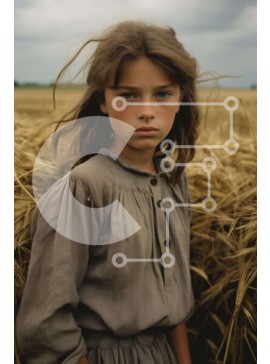 Intra Συλλεκτικό Ξύλινο Παζλ Plywood  4mm - Νεαρό κορίτσι στο χωράφι σίτου Σε Ξύλινο Κουτί - Διαστάσεις Puzzle: 10x10 cm – 25 κομμάτια