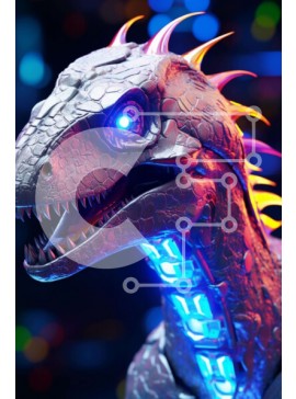 Intra Συλλεκτικό Ξύλινο Παζλ Plywood  4mm - Παιχνίδι δεινόσαυρος με ζωηρά φώτα Σε Ξύλινο Κουτί - Διαστάσεις Puzzle: 10x10 cm – 25 κομμάτια