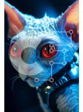 Σετ των 2 Intra Συλλεκτικό Ξύλινο Παζλ Plywood  4mm - Μπλε γάτα με κόκκινα μάτια Σε Ξύλινο Κουτί - Διαστάσεις: 10x10 cm – 25 κομμάτια