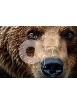 Σετ των 2 Intra Συλλεκτικό Ξύλινο Παζλ Plywood  4mm - Κοντινό πλάνο του προσώπου μιας καφέ αρκούδας καλυμμένο στο χιόνι Σε Ξύλινο Κουτί - Διαστάσεις: 10x10 cm – 25 κομμάτια