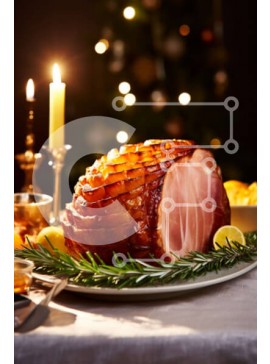 Σετ των 2 Intra Συλλεκτικό Ξύλινο Παζλ Plywood  4mm - Ζαμπόν με δεντρολίβανο και λεμόνια σε κομψό λευκό πιάτο Σε Ξύλινο Κουτί - Διαστάσεις: 10x10 cm – 25 κομμάτια