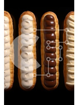 Σετ των 2 Intra Συλλεκτικό Ξύλινο Παζλ Plywood  4mm - Διάφορα αρτοσκευάσματα και ντόνατς σε μαύρο φόντο Σε Ξύλινο Κουτί - Διαστάσεις: 10x10 cm – 25 κομμάτια