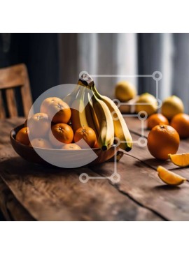 Σετ των 2 Intra Συλλεκτικό Ξύλινο Παζλ Plywood  4mm - Μπολ με φρέσκα φρούτα με μπανάνες, μήλα και πορτοκάλια Σε Ξύλινο Κουτί - Διαστάσεις: 10x10 cm – 25 κομμάτια