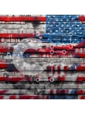 Intra Συλλεκτικό Ξύλινο Παζλ Plywood  4mm - Τοίχο από τούβλα αμερικανικής σημαίας στο Μπρούκλιν, πόλη της Νέας Υόρκης Σε Ξύλινο Κουτί - Διαστάσεις Puzzle: 10x10 cm – 25 κομμάτια