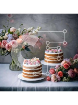 Σετ των 2 Intra Συλλεκτικό Ξύλινο Παζλ Plywood  4mm - Διώροφες τούρτες διακοσμημένες με λουλούδια Σε Ξύλινο Κουτί - Διαστάσεις: 10x10 cm – 25 κομμάτια