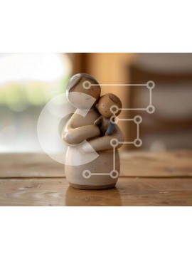 Intra Συλλεκτικό Ξύλινο Παζλ Plywood  4mm - Ειδώλιο ηλικιωμένης γυναίκας και παιδιού σε ξύλινο τραπέζι Σε Ξύλινο Κουτί - Διαστάσεις Puzzle: 10x10 cm – 25 κομμάτια