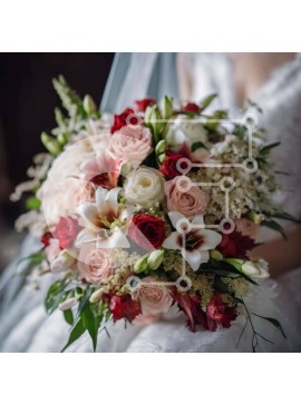 Σετ των 2 Intra Συλλεκτικό Ξύλινο Παζλ Plywood  4mm - Νύφη κρατώντας μπουκέτο με τριαντάφυλλα και κρίνους Σε Ξύλινο Κουτί - Διαστάσεις: 10x10 cm – 25 κομμάτια