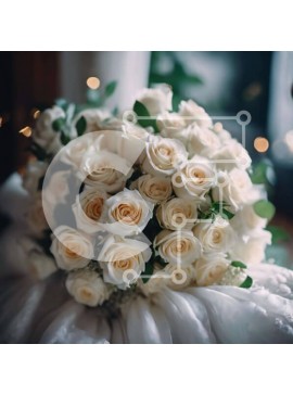 Intra Συλλεκτικό Ξύλινο Παζλ Plywood  4mm - Μπουκέτο λευκά τριαντάφυλλα σε ύφασμα με φώτα φόντου Σε Ξύλινο Κουτί - Διαστάσεις: 10x10 cm – 25 κομμάτια