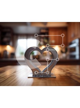 Intra Συλλεκτικό Ξύλινο Παζλ Plywood  4mm - Μεταλλικό γλυπτό σε σχήμα καρδιάς στο τραπέζι της κουζίνας Σε Ξύλινο Κουτί - Διαστάσεις Puzzle: 10x10 cm – 25 κομμάτια