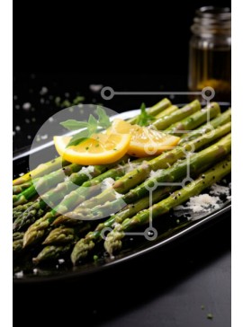 Σετ των 2 Intra Συλλεκτικό Ξύλινο Παζλ Plywood  4mm - Πιάτο με φρέσκα σπαράγγια με λεμόνι και τυρί παρμεζάνα Σε Ξύλινο Κουτί - Διαστάσεις: 10x10 cm – 25 κομμάτια