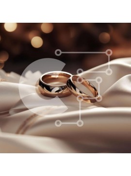 Σετ των 2 Intra Συλλεκτικό Ξύλινο Παζλ Plywood  4mm - Χρυσές Βέρες σε λευκό σατέν ύφασμα Σε Ξύλινο Κουτί - Διαστάσεις: 10x10 cm – 25 κομμάτια