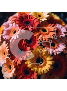 Intra Συλλεκτικό Ξύλινο Παζλ Plywood  4mm - Ζωντανό μπουκέτο λουλούδια σε ροζ, πορτοκαλί και κίτρινο Σε Ξύλινο Κουτί - Διαστάσεις: 10x10 cm – 25 κομμάτια