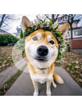 Intra Συλλεκτικό Ξύλινο Παζλ Plywood  4mm - Σκύλος Shih Tzu με διακοσμητικό στεφάνι Σε Ξύλινο Κουτί - Διαστάσεις: 10x10 cm – 25 κομμάτια