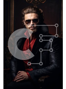 Intra Συλλεκτικό Ξύλινο Παζλ Plywood  4mm - Κομψός άνδρας σε περίτεχνη καρέκλα με γυαλιά ηλίου Σε Ξύλινο Κουτί - Διαστάσεις Puzzle: 10x10 cm – 25 κομμάτια