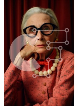 Intra Συλλεκτικό Ξύλινο Παζλ Plywood  4mm - Ηλικιωμένη γυναίκα που ποζάρει για την κάμερα με ροζ φόρεμα και μαύρα γυαλιά Σε Ξύλινο Κουτί - Διαστάσεις Puzzle: 10x10 cm – 25 κομμάτια