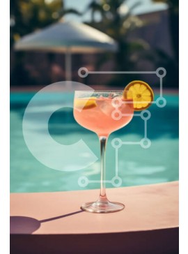 Intra Συλλεκτικό Ξύλινο Παζλ Plywood  4mm - Ροζ κοκτέιλ δίπλα στην πισίνα με γαρνιτούρα λεμόνι Σε Ξύλινο Κουτί - Διαστάσεις Puzzle: 10x10 cm – 25 κομμάτια