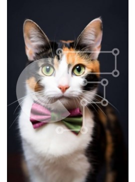 Σετ των 2 Intra Συλλεκτικό Ξύλινο Παζλ Plywood  4mm - Γάτα που φορά ένα πολύχρωμο παπιγιόν και κοιτάζει την κάμερα Σε Ξύλινο Κουτί - Διαστάσεις: 10x10 cm – 25 κομμάτια