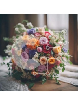 Intra Συλλεκτικό Ξύλινο Παζλ Plywood  4mm - Ζωντανό μπουκέτο λουλούδια σε Vintage τραπέζι Σε Ξύλινο Κουτί - Διαστάσεις: 10x10 cm – 25 κομμάτια