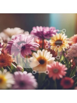 Intra Συλλεκτικό Ξύλινο Παζλ Plywood  4mm - Πολύχρωμο μπουκέτο λουλούδια Σε Ξύλινο Κουτί - Διαστάσεις: 10x10 cm – 25 κομμάτια