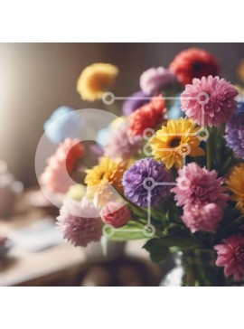 Σετ των 2 Intra Συλλεκτικό Ξύλινο Παζλ Plywood  4mm - Πολύχρωμο γυάλινο βάζο γεμάτο λουλούδια στο τραπέζι Σε Ξύλινο Κουτί - Διαστάσεις: 10x10 cm – 25 κομμάτια