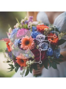 Σετ των 2 Intra Συλλεκτικό Ξύλινο Παζλ Plywood  4mm - Νύφη που κρατά πολύχρωμο μπουκέτο λουλούδια Σε Ξύλινο Κουτί - Διαστάσεις: 10x10 cm – 25 κομμάτια