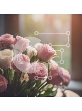 Intra Συλλεκτικό Ξύλινο Παζλ Plywood  4mm - Φρέσκα ροζ και λευκά τριαντάφυλλα σε βάζο Σε Ξύλινο Κουτί - Διαστάσεις: 10x10 cm – 25 κομμάτια