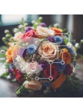 Intra Συλλεκτικό Ξύλινο Παζλ Plywood  4mm - Μπουκέτο με πολύχρωμα τριαντάφυλλα σε ξύλινο τραπέζι Σε Ξύλινο Κουτί - Διαστάσεις: 10x10 cm – 25 κομμάτια