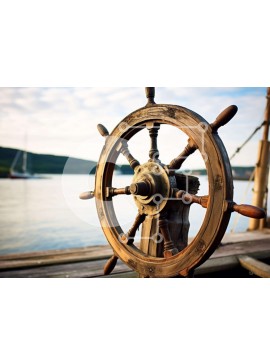 Intra Συλλεκτικό Ξύλινο Παζλ Plywood  4mm - Ξύλινο τιμόνι πλοίου και βάρκες σε ενεργό νερό Σε Ξύλινο Κουτί - Διαστάσεις Puzzle: 10x10 cm – 25 κομμάτια