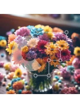 Σετ των 2 Intra Συλλεκτικό Ξύλινο Παζλ Plywood  4mm - Πολύχρωμο βάζο με λουλούδια Σε Ξύλινο Κουτί - Διαστάσεις: 10x10 cm – 25 κομμάτια