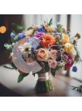 Intra Συλλεκτικό Ξύλινο Παζλ Plywood  4mm - Πολύχρωμο μπουκέτο λουλουδιών σε ανοιχτό παράθυρο με κεριά Σε Ξύλινο Κουτί - Διαστάσεις: 10x10 cm – 25 κομμάτια