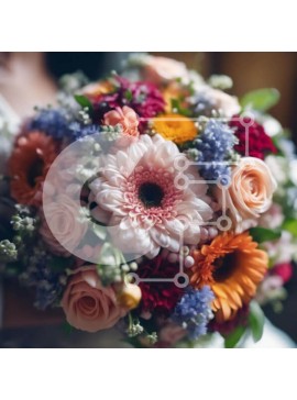 Σετ των 2 Intra Συλλεκτικό Ξύλινο Παζλ Plywood  4mm - Ζωντανό μπουκέτο λουλουδιών που κρατά η νύφη Σε Ξύλινο Κουτί - Διαστάσεις: 10x10 cm – 25 κομμάτια