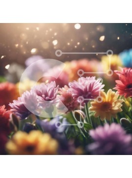 Intra Συλλεκτικό Ξύλινο Παζλ Plywood  4mm - Πολύχρωμα λουλούδια ανθισμένα με ανακλαστικό φως Σε Ξύλινο Κουτί - Διαστάσεις: 10x10 cm – 25 κομμάτια