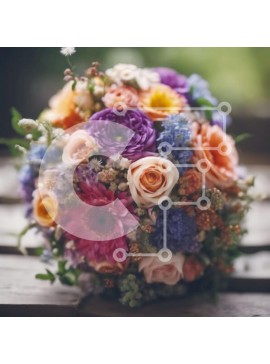 Intra Συλλεκτικό Ξύλινο Παζλ Plywood  4mm - Πολύχρωμο μπουκέτο λουλουδιών σε ξύλινο τραπέζι Σε Ξύλινο Κουτί - Διαστάσεις: 10x10 cm – 25 κομμάτια