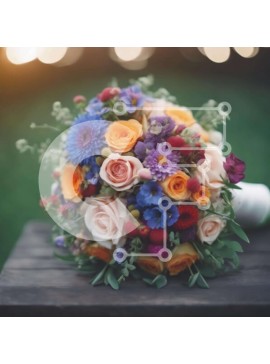 Intra Συλλεκτικό Ξύλινο Παζλ Plywood  4mm - Πολύχρωμο μπουκέτο λουλουδιών σε ξύλινο τραπέζι Σε Ξύλινο Κουτί - Διαστάσεις: 10x10 cm – 25 κομμάτια