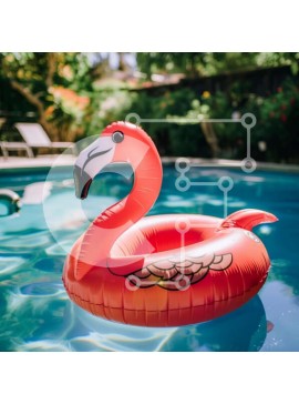 Intra Συλλεκτικό Ξύλινο Παζλ Plywood  4mm - Φουσκωτό Flamingo σε πισίνα Σε Ξύλινο Κουτί - Διαστάσεις Puzzle: 10x10 cm – 25 κομμάτια