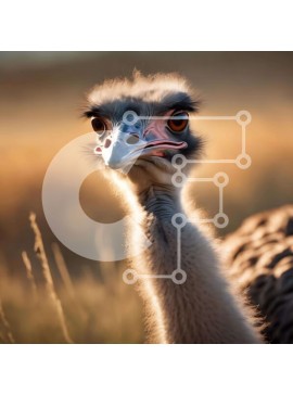 Intra Συλλεκτικό Ξύλινο Παζλ Plywood  4mm - Κοντινό πλάνο της στρουθοκαμήλου που στέκεται στο γρασίδι Σε Ξύλινο Κουτί - Διαστάσεις: 10x10 cm – 25 κομμάτια