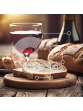 Σετ των 2 Intra Συλλεκτικό Ξύλινο Παζλ Plywood  4mm - Ζεστό σκηνικό κρασιού και ψωμιού με φρέσκα φρούτα Σε Ξύλινο Κουτί - Διαστάσεις: 10x10 cm – 25 κομμάτια