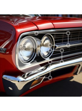 Intra Συλλεκτικό Ξύλινο Παζλ Plywood  4mm - Κλασικό κόκκινο αυτοκίνητο με αναμμένους προβολείς Σε Ξύλινο Κουτί - Διαστάσεις Puzzle: 10x10 cm – 25 κομμάτια