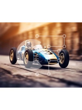 Intra Συλλεκτικό Ξύλινο Παζλ Plywood  4mm - Vintage αγωνιστικό αυτοκίνητο που οδηγεί στην οδό Σε Ξύλινο Κουτί - Διαστάσεις Puzzle: 10x10 cm – 25 κομμάτια