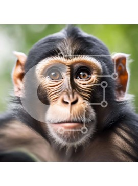 Intra Συλλεκτικό Ξύλινο Παζλ Plywood  4mm - Κοντινό πλάνο του ενήλικου χιμπατζή που κοιτάζει επίμονα την κάμερα Σε Ξύλινο Κουτί - Διαστάσεις: 10x10 cm – 25 κομμάτια