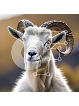 Intra Συλλεκτικό Ξύλινο Παζλ Plywood  4mm - Μεγαλοπρεπής Λευκή Κατσίκα με μεγάλα κέρατα Σε Ξύλινο Κουτί - Διαστάσεις: 10x10 cm – 25 κομμάτια